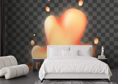 Fire illustration. Abstract stylized cartoon 3d bonfire Wall mural