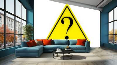 Triangle warning sign with question mark 3d rendering Wall mural