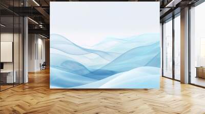 A calming sky blue abstract wave background with a white backdrop. Wall mural