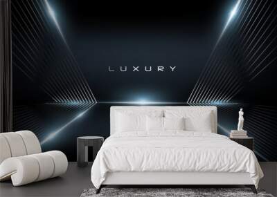 Luxury Elegant Super Car Automobile Urban Design Background. Premium Black Silver Metallic Shine lines Effect Display showroom in store. Luxurious Brand Royal High Standard Award Background Template
 Wall mural