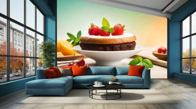 top view of beautiful fas food items generative AI Wall mural