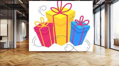 Gift box with bow on white background. Vector creative bright ho Wall mural