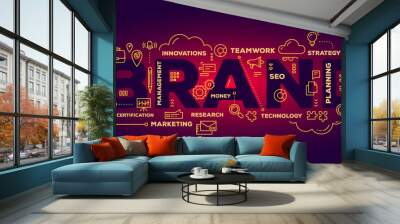 Vector creative illustration of brand word lettering typography Wall mural