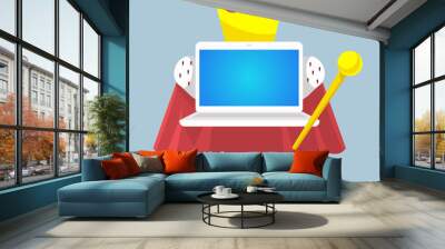 vector illustration laptop emperor with a scepter and a crown on Wall mural