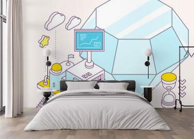 vector illustration of blue diamond, hourglass and three dimensi Wall mural