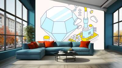 vector illustration of blue diamond, hourglass and three dimensi Wall mural