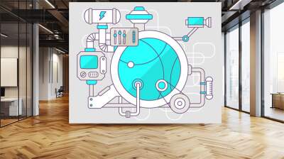 vector industrial illustration of the mechanism of ball. color l Wall mural