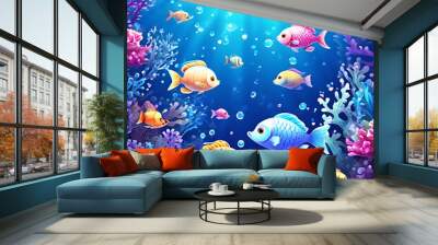 under the sea filled with fish and coral Wall mural