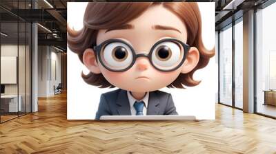 Young male office worker looking at laptop 3D illustration icon Wall mural