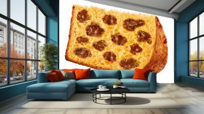 deliciosa fatia de panetone com gotas de chocolate isolado em fundo transparente Wall mural