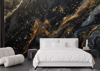 Timeless elegance captured in a captivating black-gold backdrop Wall mural