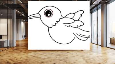 bird vector comic catoon , on white background, animal catoon vecto, hand write and drawing, Coloring exercises for children concept, child meditation concept Wall mural