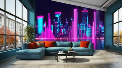 A futuristic bar graph displaying market trends set against a sleek digital background, showcasing data innovation. Wall mural