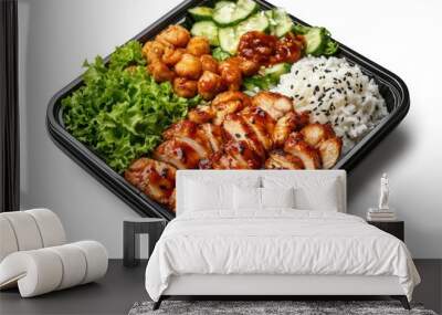 bento box featuring chicken teriyaki, rice, and salad Wall mural