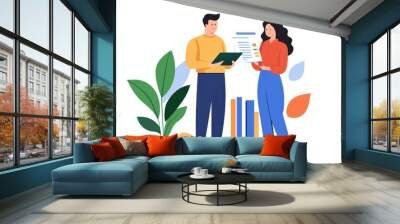 Business consultant delivering insights with graphs and charts to enhance client decision-making. Wall mural