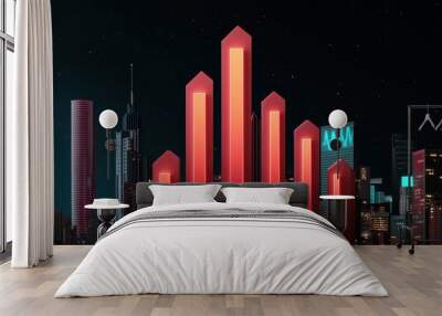 Dynamic 3D Bar Chart Visualizing Rising Revenues in a Floating Design for Business Insights Wall mural