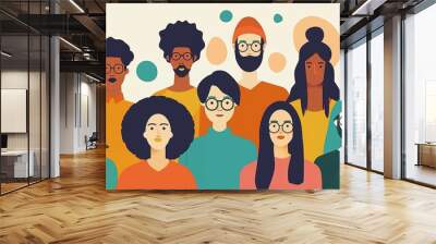 illustration depicting employees engaged in cultural competence training, learning about diversity and inclusivity in the workplace. Wall mural