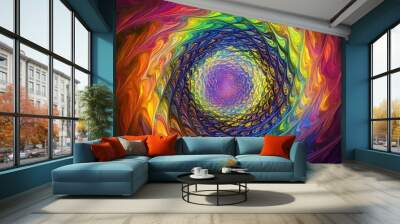 abstract psychedelic optical illusion trippy rainbow tunnel vortex effect pattern Wall mural