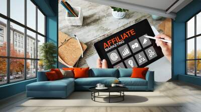 Affiliate marketing, Business and technology concept on virtual screen. Wall mural