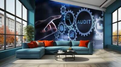 Audit - official financial examination for business as concept on virtual screen. Wall mural