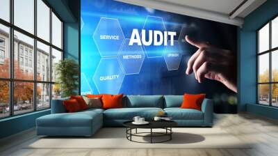 Audit - official financial examination for business as concept on virtual screen. Wall mural