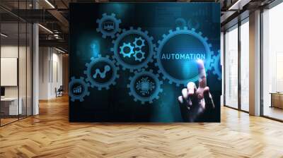 Automation Gears icon RPA Software development business process optimisation innovation technology. Wall mural