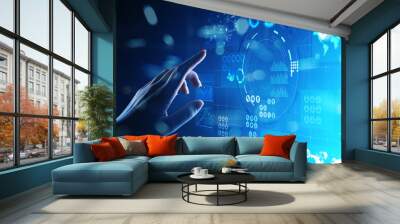 Business intelligence Marketing strategy Trading investment application on virtual screen. Technology concept. Wall mural