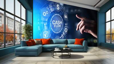 Cash flow button on virtual screen.Business Tehcnology concept. Wall mural