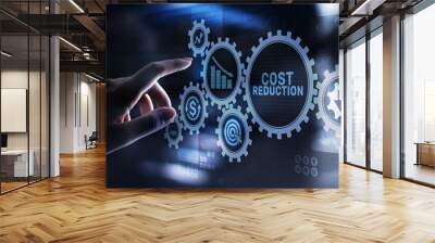 Cost reduction business finance concept on virtual screen. Wall mural