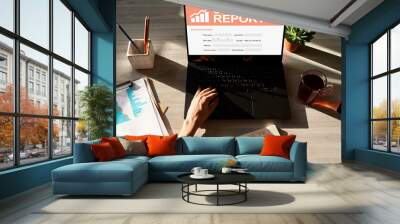 Credit report application form on screen. Business and finance concept. Wall mural