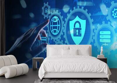 Cyber security, Information privacy, Data protection. Internet and technology concept on virtual screen. Wall mural