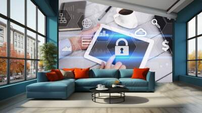 Data protection, Cyber security, information safety and encryption. internet technology and business concept. Wall mural