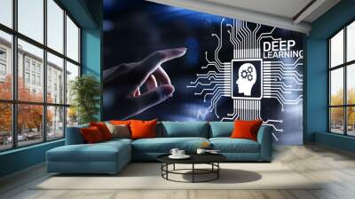 Deep Machine learning Artificial intelligence AI technology concept on virtual screen Wall mural