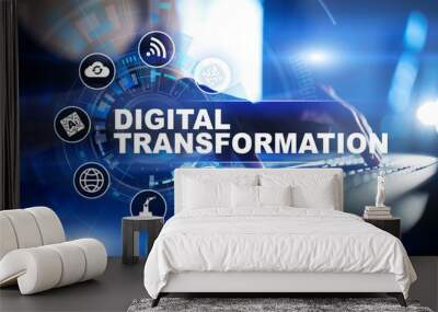 Digital transformation, Concept of digitization of business processes and modern technology. Wall mural