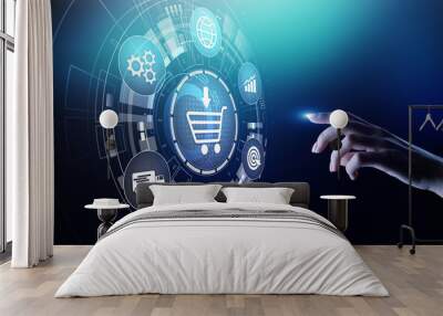 e-commerce, online chopping internet business concept on virtual screen. Wall mural