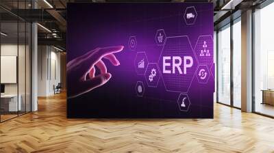 ERP - Enterprise resource planning business and modern technology concept on virtual screen. Wall mural