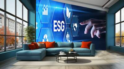 ESG Environment social governance investment business concept on screen. Wall mural