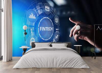 Fintech Financial technology Cryptocurrency investment and digital money. Business concept on virtual screen. Wall mural