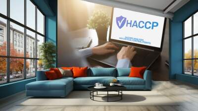 HACCP - Hazard Analysis and Critical Control Point. Standard and certification, quality control management rules for food industry. Wall mural