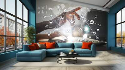 Human resource management, HR, recruitment, leadership and teambuilding. Business and technology concept. Wall mural