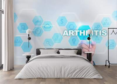 Medical doctor drawing arthritis on the virtual screen. Wall mural