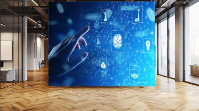 Microchip, artificial intelligence, automation and internet of things, IOT, Digital integration. Business internet and technology concept. Wall mural