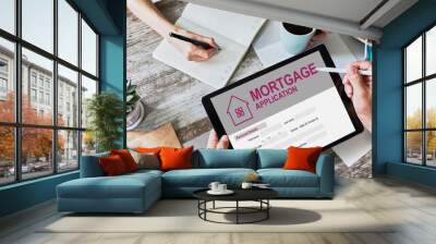 Online mortgage application on screen. Property loan. Business and financial concept. Wall mural