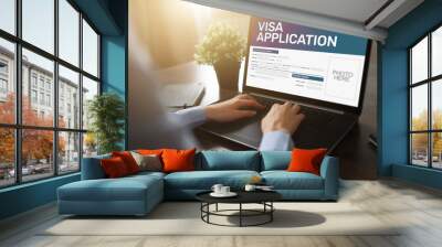 Online Visa application form on screen. Country Visit permit. Wall mural