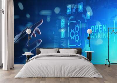 Open banking financial technology fintech concept on virtual screen. Wall mural