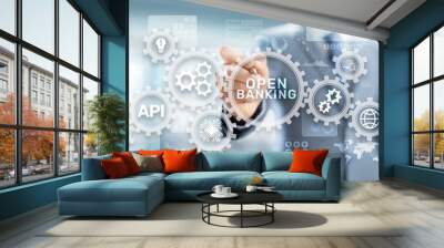 Open banking financial technology fintech concept on virtual screen Wall mural