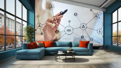 Organisation structure. People's social network. Business and technology concept. Wall mural