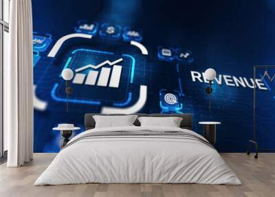 Revenue Increase sales financial growth business concept on virtual screen. Wall mural