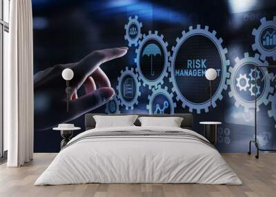 Risk management forecasting evaluation financial business concept on virtual screen. Wall mural