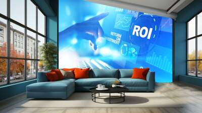 ROI - Return on investment, Trading and financial growth concept on virtual screen. Wall mural